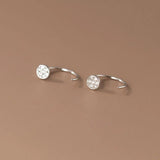 TrustDavis 925 Silver Round CZ Hook Earring for Girls DE0016