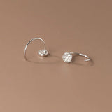 TrustDavis 925 Silver Round CZ Hook Earring for Girls DE0016