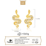 TrustDavis 925 Silver Earring Snake CZ Stud Earrings For Daughter