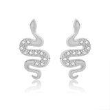 TrustDavis 925 Silver Earring Snake CZ Stud Earrings For Daughter