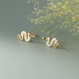 TrustDavis 925 Silver Earring Snake CZ Stud Earrings For Daughter