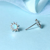 925 Silver Sun Flower Moonstone Stud Earrings for Women