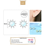 925 Silver Sun Flower Moonstone Stud Earrings for Women