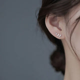 Davis 925 Sterling Silver CZ Leaf Stud Earrings for Women