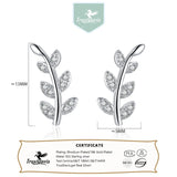 Davis 925 Sterling Silver CZ Leaf Stud Earrings for Women