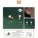 925 Silver Tulip Flower CZ Stud Earrings for Women