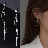 925 Sterling Silver Earrings Waves Stars Tassels Stud Wedding Anniversary