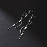 925 Sterling Silver Earrings Waves Stars Tassels Stud Wedding Anniversary