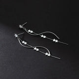925 Sterling Silver Earrings Waves Stars Tassels Stud Wedding Anniversary