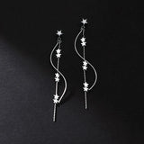 925 Sterling Silver Earrings Waves Stars Tassels Stud Wedding Anniversary