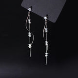 925 Sterling Silver Earrings Waves Stars Tassels Stud Wedding Anniversary