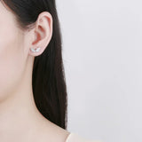 925 Silver Earring Love Animal Bear Heart CZ Stud Earrings Gift DA3172