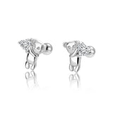 925 Silver Earring Love Animal Bear Heart CZ Stud Earrings Gift DA3172