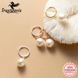 Baroque Pearl Hoop Earring 925 Sterling Silver Wedding Jewelry Gift