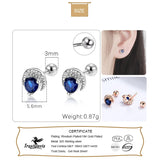 925 Silver Moon CZ Bead Stud Earrings For Women