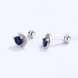 925 Silver Moon CZ Bead Stud Earrings For Women