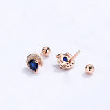 925 Silver Moon CZ Bead Stud Earrings For Women