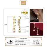 925 Sterling Silver Earrings Moon Tassel CZ Stud For Women