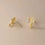 925 Silver Romantic Flower CZ Stud Earrings For Girls DA3180