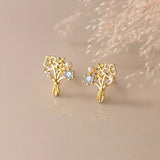 925 Silver Romantic Flower CZ Stud Earrings For Girls DA3180