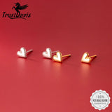 TrustDavis 925 Sterling Silver Heart Stud Earrings for Daughter Student