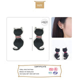 Sterling Silver Cat Stud Earrings Birthday Gift DS2511