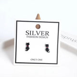 Sterling Silver Cat Stud Earrings Birthday Gift DS2511