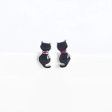 Sterling Silver Cat Stud Earrings Birthday Gift DS2511