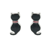 Sterling Silver Cat Stud Earrings Birthday Gift DS2511