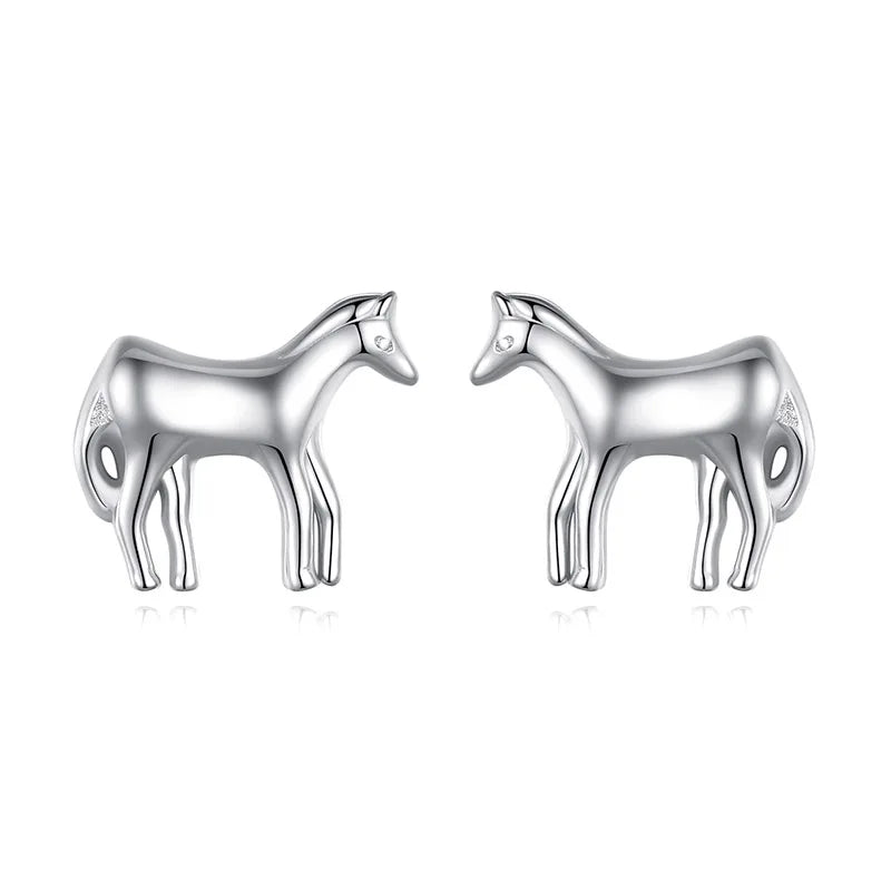 TrustDavis 925 Silver Horse Stud Earring for Women Christmas Gift DS091