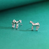 TrustDavis 925 Silver Horse Stud Earring for Women Christmas Gift DS091