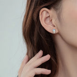 925 Silver Earring Astronauts Moonstone Stud Women's Christmas Jewelry