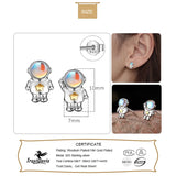 925 Silver Earring Astronauts Moonstone Stud Women's Christmas Jewelry