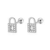 Sweet Love Lock CZ Screw Stud Earrings For Girls DA3181