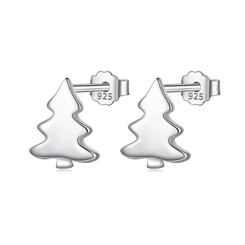 925 Sterling Silver Xmas Tree Stud Earrings for Women