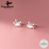 TrustDavis 925 Silver Opal Cat Stud Earrings for Daughter - DE0084