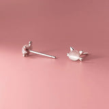 TrustDavis 925 Silver Opal Cat Stud Earrings for Daughter - DE0084