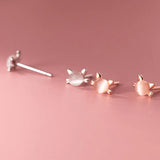 TrustDavis 925 Silver Opal Cat Stud Earrings for Daughter - DE0084