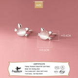 TrustDavis 925 Silver Opal Cat Stud Earrings for Daughter - DE0084