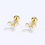 925 Silver Earring Synthesis Pearl Beads Stud Earring For Women