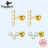 925 Silver Earring Synthesis Pearl Beads Stud Earring For Women