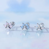 925 Silver Cat Claw Stud Earrings Girls Fine Birthday Gift