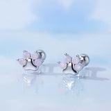 925 Silver Cat Claw Stud Earrings Girls Fine Birthday Gift