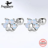 925 Silver Cat Claw Stud Earrings Girls Fine Birthday Gift