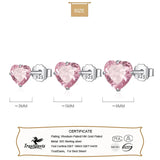 925 Silver Pink Heart Charm CZ Stud Earrings DS3731