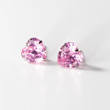 925 Silver Pink Heart Charm CZ Stud Earrings DS3731