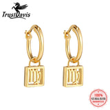 925 Silver Earrings 12 Constellation Hoops Women's Birthday Jewelry