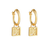 925 Silver Earrings 12 Constellation Hoops Women's Birthday Jewelry