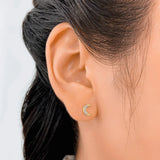 925 Silver Moon Star CZ Beads Stud Earrings