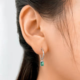 TrustDavis 925 Silver Emerald Zircon Stud Earrings Wedding Party Jewelry